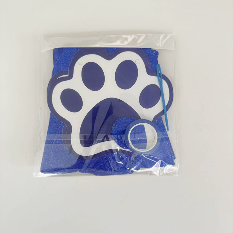 Cane blu reale mamma lettere glitter tirare bandiera