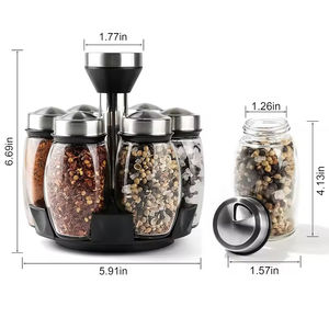 Ensemble de 6 bouteilles à épices rotatives en acier inoxydable ABS pour le chili, le cumin, le poivre, le sel - Product Image 3