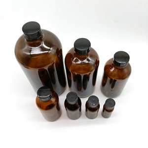 Factory Sell Boston Round 1/2oz 2oz 4oz 8oz 16oz 32oz Amber Glass <strong>Bottles</strong> With Screw Cap - Product Image 2