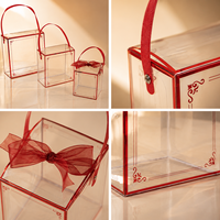 Boîte cadeau de luxe en PET transparent avec poignée en ruban |   Boîte d'emballage transparente en plastique pour bonbons, fleurs et cadeaux de mariage
