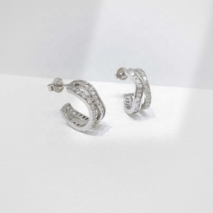custom plata 925 Sterling <b>Silver</b> white stone women <b>earring</b> bulk <b>big</b> trendy elegant wedding cc hypoallergenic zircon <b>earrings</b> - Product Image 5