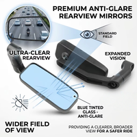 Espejo Retrovisor Rectangular Universal para Motocicleta, Lente Azul Antideslumbrante, Diseño de Piel de Serpiente, Negro Mate, Ajustable, Espejo Modificado para Manillar