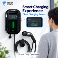 Tpson Nouvelle borne de recharge murale intelligente 7 kW AC pour véhicules électriques 32A Type 2 Station de charge murale IP65 pour usage domestique et commercial