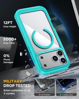 Coque transparente magnétique antichoc et anti-rayures JUNBO pour iPhone 18 17 16 15 Pro Max avec anneau magnétique puissant