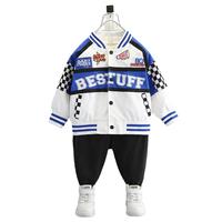 Veste de baseball tendance pour garçons, haut décontracté pour le printemps et l'automne, manteau de sport à carreaux pour enfants en automne