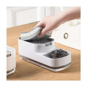 Pomp Bakje Zeep Dispenser Met Spons Houder Afwasborstel Voor Keuken Hoge Kwaliteit Plastic Keuken Accessoires Multifunctionele Abs