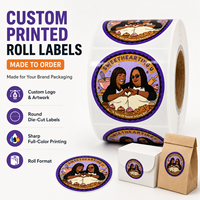 Étiquettes en rouleau personnalisées imprimées, découpées rondes, pour emballage alimentaire et de boulangerie, autocollant avec logo, couleur pleine, adhésif
