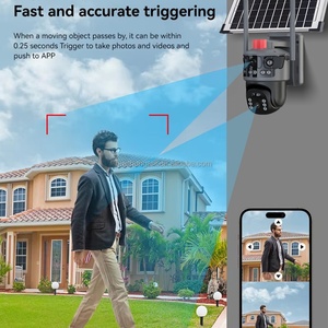 Eseecloud 4Lens 3 Screens 12MP 6K HD Outdoor Surveillance Camera 360 PTZ IP CCTV Wireless WIFI Solar 4G Sim Card Camera <b>Security</b> - Product Image 2