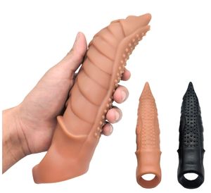Hochwertige flüssige Silikon Cock Sleeve Vibrierender <span class=keywords><strong>Penis</strong></span> Big Dildo Enhancer Sexspielzeug für Erwachsene für Frauen Männliche Spike Sleeve Delay - Product Image 4