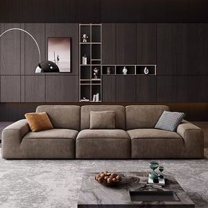 Divano Moderno in Tessuto Imbottito in Spugna <span class=keywords><strong>Beige</strong></span> con Cuscini Decorativi, Modulare a 3 Posti per Soggiorno, Salotto, Appartamento - Product Image 2