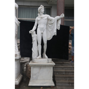 Décoration Extérieure Pierre Blanche Homme Marbre <span class=keywords><strong>Le</strong></span> Lanceur de Disque Statue Discobolus - Product Image 4