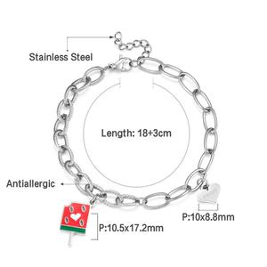 สร้อยข้อมือสแตนเลสทรงไอศกรีมหลากสีพร้อมจี้รูปหัวใจ ของขวัญสำหรับผู้หญิง - Product Image 6