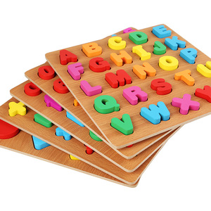 HOYE CRAFT-rompecabezas de madera con letras del abecedario para niños, juguete de construcción con letras del abecedario <span class=keywords><strong>ABC</strong></span>, con agarre manual, novedad - Product Image 6