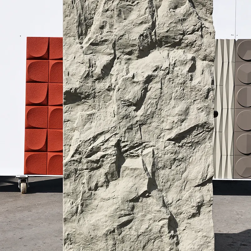 Pannello da parete impermeabile in pietra sintetica in pietra di montagna in pietra 3D decorazione da parete esterna per esterni PU leggero grande lastra