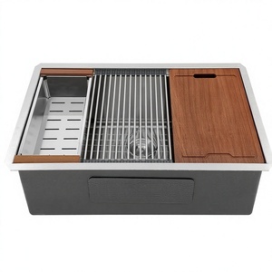 ADLONE 33" x 19" SUS304 RVS 16 Gauge Handgemaakte Onderbouw Enkelbak Ledge Workstation Keukenkraan OEM - Product Image 1