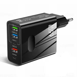 PD 65W carregamento rápido carregador de celular 5V4A US EU UK plug PD 3USB adaptador multi-porta de carregamento cabeça