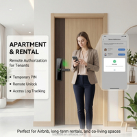 Kunci Pintu Pintar Tanpa Kunci dengan Kontrol WIFI Tuya TTlock APP, Sidik Jari, Layar Sentuh, dan Keypad untuk Pintu Kayu