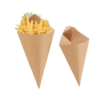 Caixa de batatas fritas triangulares em forma de cone à prova de óleo lanche recipiente com molho