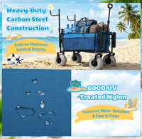 Chariot de pêche pliable en aluminium, chariot tout-terrain pour la plage avec grandes roues, chariot pliable pour la pêche, le camping et la plage