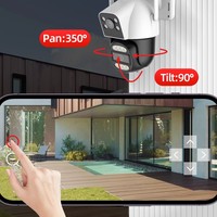 Camhi Mini caméra WiFi 4G 4MP à double objectif 2 pouces, intérieur/extérieur, étanche IP66, PTZ, CMOS, carte SD 128 Go, suivi automatique des personnes, bidirectionnelle