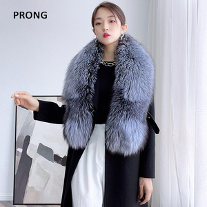 Large Size Luxury Real Fox Fur Breathable Solid Color <b>Scarf</b> Winter <b>Neck</b> Warmer Genuine Fur Shawls for Women - Product Image 2