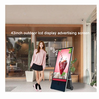 Écran publicitaire extérieur portable haute luminosité HD 43 pouces, étanche IP64, système Android avec alimentation par batterie pour les entreprises