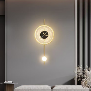 Applique murale LED en fer de luxe avec décor d'horloge Design scandinave Dimmable 2 ans de garantie pour le salon - Product Image 4