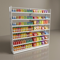 Étagères modulaires robustes en métal blanc pour magasins de proximité, rayonnages gondole en treillis métallique simple face, présentoir de supermarché à 2 compartiments