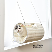 Arbre à chat moderne en rotin, tour haute pour chat avec poteaux à gratter, condos et perchoir supérieur en rotin et bois
