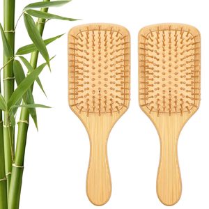 Cepillo de madera de bambú con cojín de aire y cerdas de bambú, cepillo de pelo tipo pala para desenredar - Product Image 3