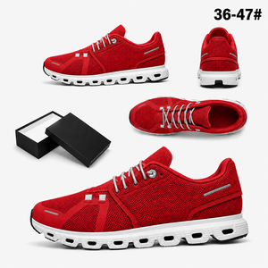 Chaussures de course unisexes respirantes en maille à semelle creuse, légères, à lacets, avec logo personnalisé, pour le jogging et l'athlétisme, prêtes à être expédiées - Product Image 5