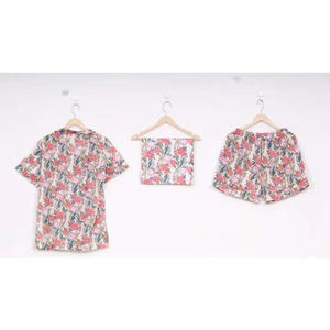 Nouvel ensemble de pyjama court décontracté pour femme en satin imprimé numérique, motif lettres, taille élastique, 100 % coton, collection automne - Product Image 3