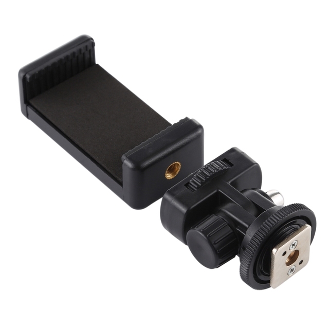PULUZ 1/4 Inch Screw Thread Cold Shoe Tripod Mount Adapter LED LIght Phone Clip Holder