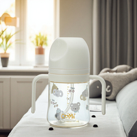 Biberon Comi PPSU sans BPA 210 ml avec poignée pour bébés de 0 à 12 mois, débit moyen, idéal pour les voyages en extérieur
