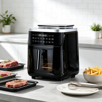 Friteuse à air électrique 12-en-1 avec fonction vapeur, contrôle de la température, sans huile, pour rôtir, cuire, griller, déshydrater, cuire à la vapeur, usage hôtelier, garantie 1 an