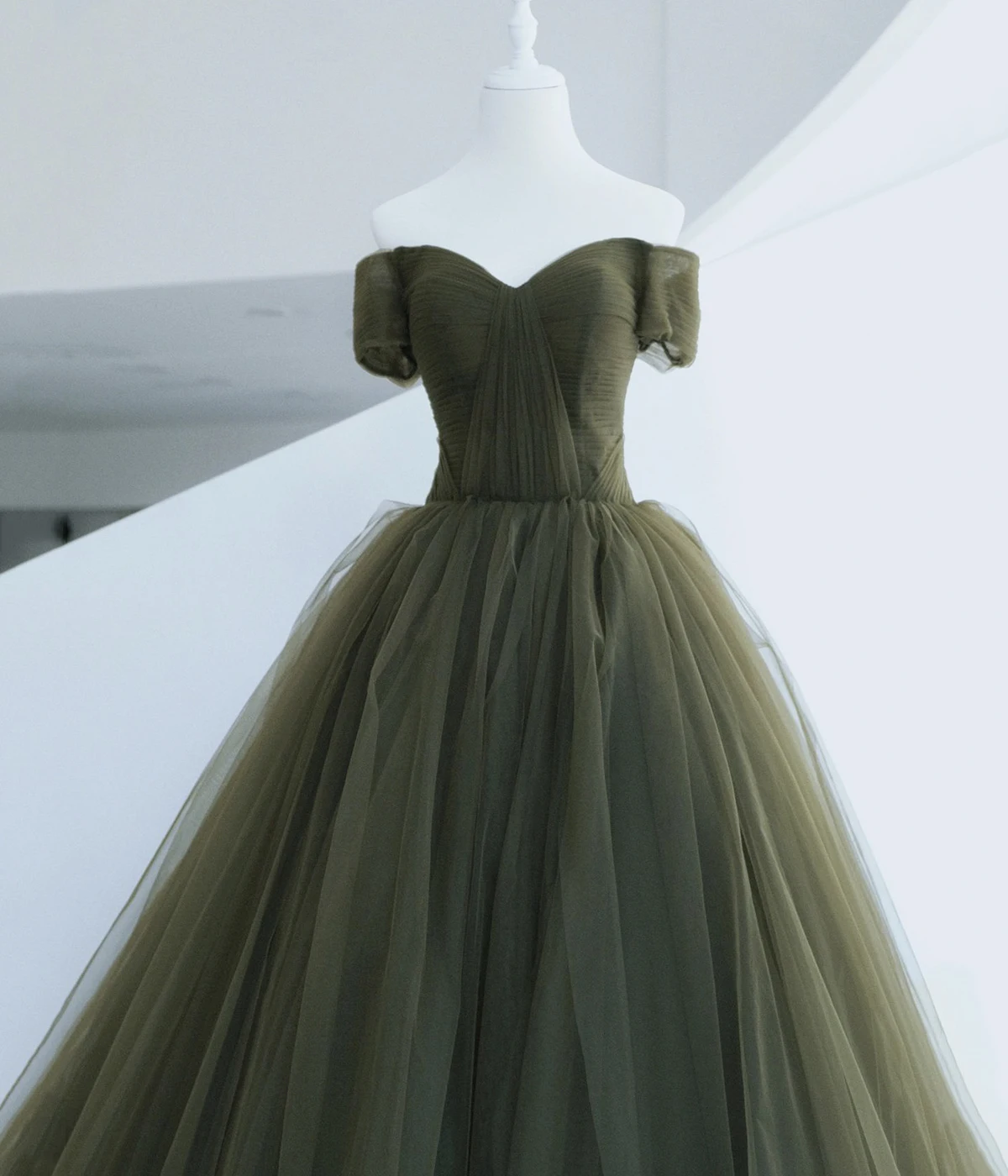 dark green dress with net