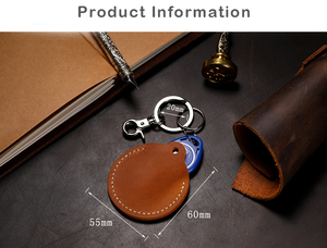 พวงกุญแจบัตรควบคุมการเข้าออกแบบวงกลม บัตร IC แท้ พร้อมปลอกหนังแท้ - Product Image 2