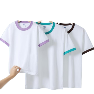 Camiseta Familiar 100% Algodón Ecológica y Transpirable, Colores Contrastantes, 210 Gramos, Tejido de Punto, Estilo Casual, Patchwork, Lisa - Product Image 3