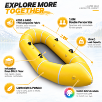 Packraft gonflable 3M pour 2 personnes, kayak en TPU avec plancher Drop Stitch, radeau portable pour lac, rivière, aventures en plein air
