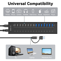 Hub USB-C 16 ports 10 Gbit/s USB 3.2 Gen2, adaptateur de données haute vitesse Type-C vers 8 USB-A et 8 USB-C avec interrupteur