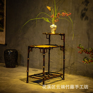 Handmade <b>Bamboo</b> Chinese Retro Tea <b>Table</b> Antique Style Small Tea <b>Table</b> For Home Zen Tea Set Furniture Brewing Tea Around Stove - Product Image 1