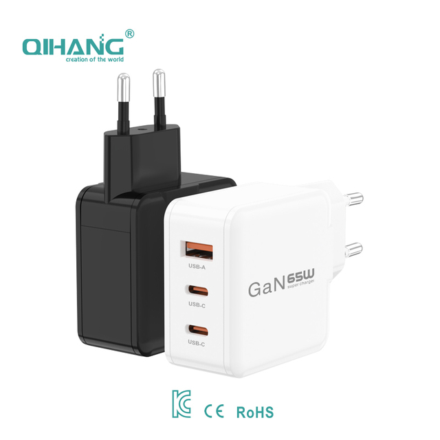 OEM Customize Factory 65W GaN Fast Charger PD USB A+C+C CE ROHS KC Certificated Wall Charger for Latop