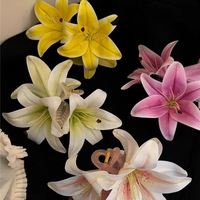 Pince à Cheveux Élégante en Plastique, Nouveau Design, Fleur de Lys Artificielle, pour Filles, Vente en Gros Printemps-Été