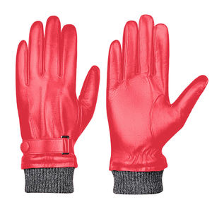 <b>Women</b> Thermal Full Finger Genuine <b>Leather</b> <b>Gloves</b> Rib Knit Cuff Wrist Buckle Lined Inner Multiple Colors Winter Daily Use - Product Image 4