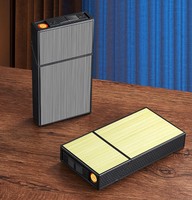 Étui à cigarettes métallique fin et portable pour homme avec briquet rechargeable coupe-vent et résistant à l'humidité, lot de 20, gravure laser personnalisée