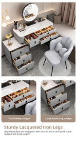 Tavolo da <span class=keywords><strong>Trucco</strong></span> Moderno Smart con Specchio, Ricarica Wireless, Altoparlante e Sgabello, Bianco, a 72,5 USD - Product Image 6