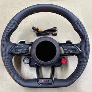 พวงมาลัยทรง R8 สำหรับ Audi <span class=keywords><strong>A4</strong></span> S4 A5 S5 <span class=keywords><strong>B9</strong></span> (2017-2023) พวงมาลัยแบบปลายแบน หุ้มหนังแบบเจาะรู พวงมาลัย R8 - Product Image 1