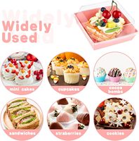 Boîtes à dessert personnalisées de 4 pouces en rose pour biscuits, jetables, pour sandwichs, gâteaux, cupcakes, chocolats, charcuterie, avec couvercles transparents