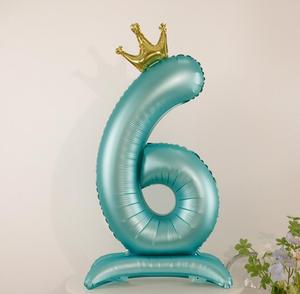 Globo con número de soporte de <span class=keywords><strong>42</strong></span> pulgadas con globos de papel de aluminio con base Decoraciones para fiestas de aniversario de cumpleaños Azul Rosa - Product Image 3