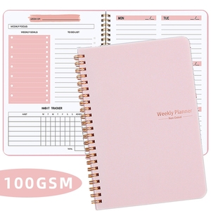 Cuaderno diario con logotipo personalizado, organizador de estudio, planificador semanal sin fecha - Product Image 1